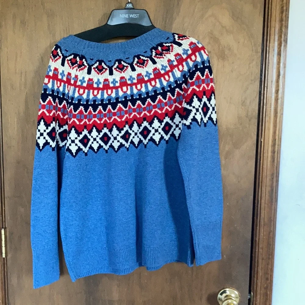 Chaps long sleeve sweater with fair isle like print L - Picture 11 of 14